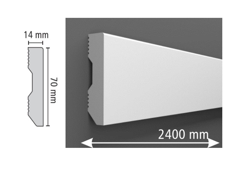 Rodapé Poliestireno HD - Quadrado 70 mm-Caixa