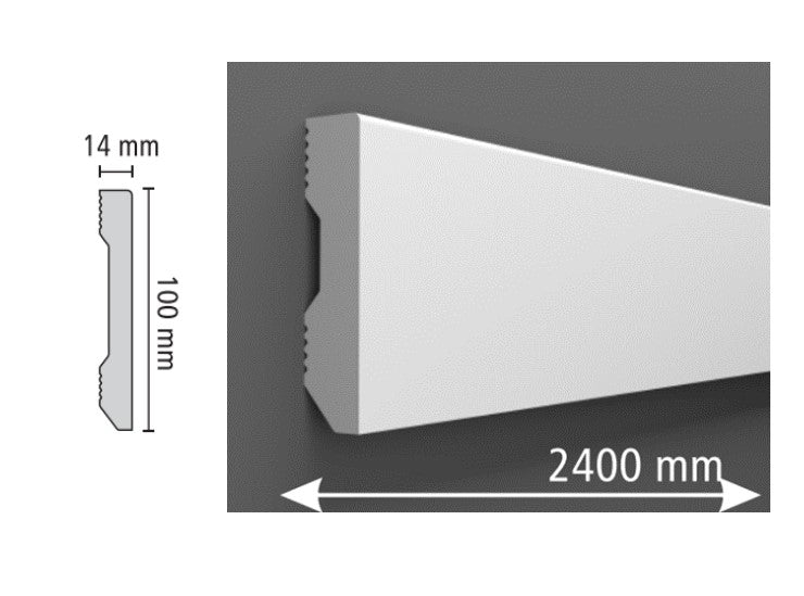 Rodapé Poliestireno HD Quadrado-100mm- Peça