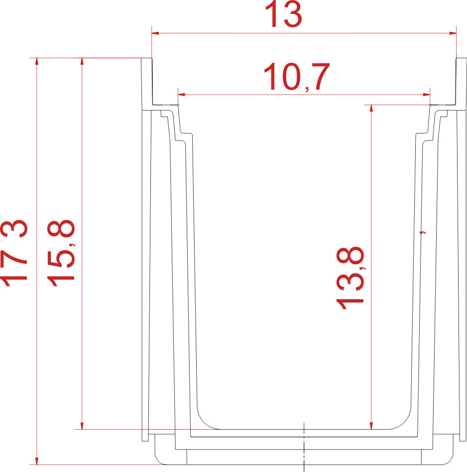 Canal Evolution com Grelha PP Preta H desde 8.5cm