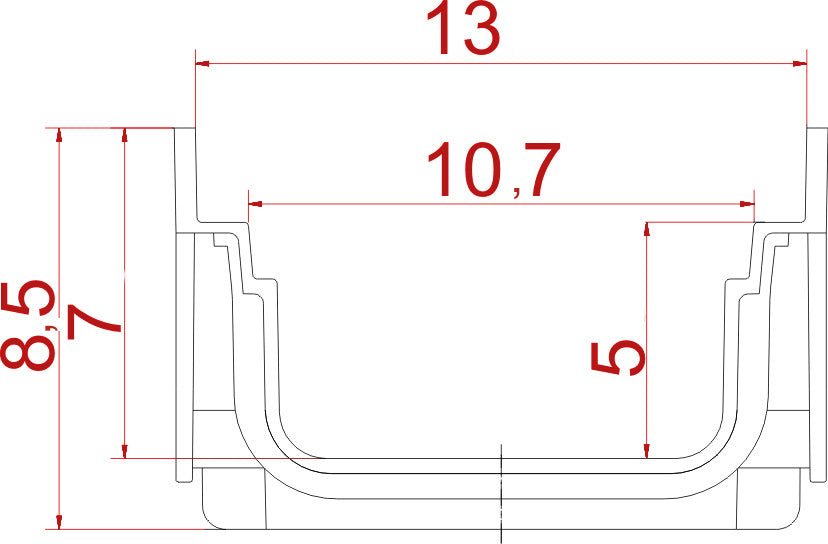 Canal Evolution com Grelha PP Preta H desde 8.5cm