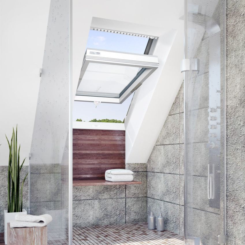 Janela de Sótão em PVC  Abertura Basculante | BGOV  Dobradiça Central