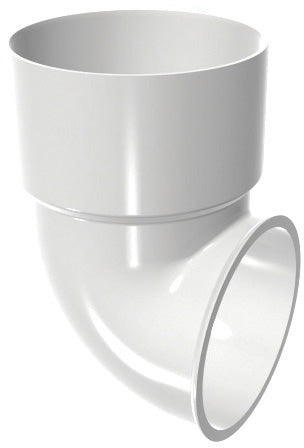 Curva final para caleira Cal Classic DE390 branca, peça resistente para drenagem.