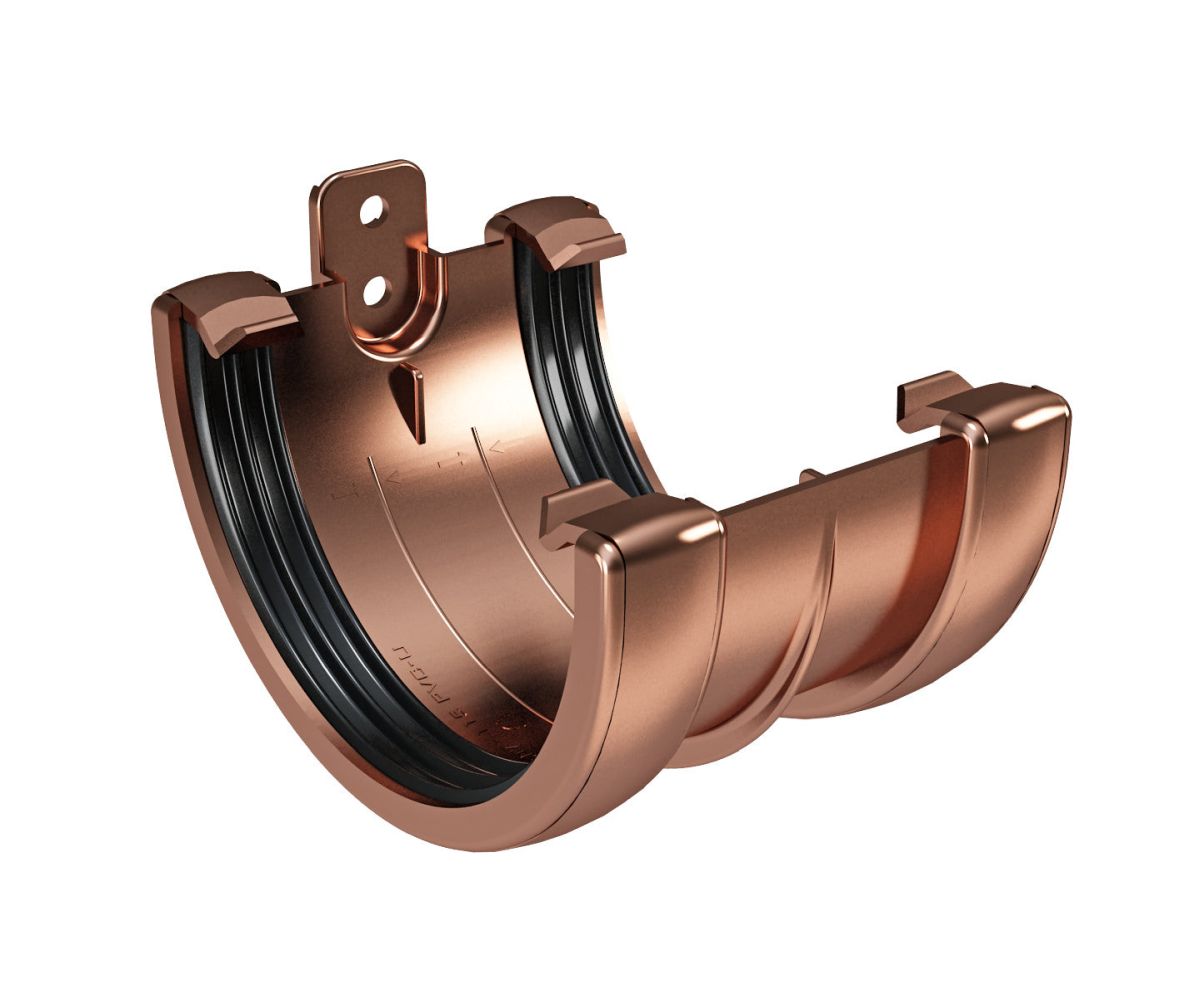 União de caleira DE410 branca, ideal para sistemas de drenagem eficientes.