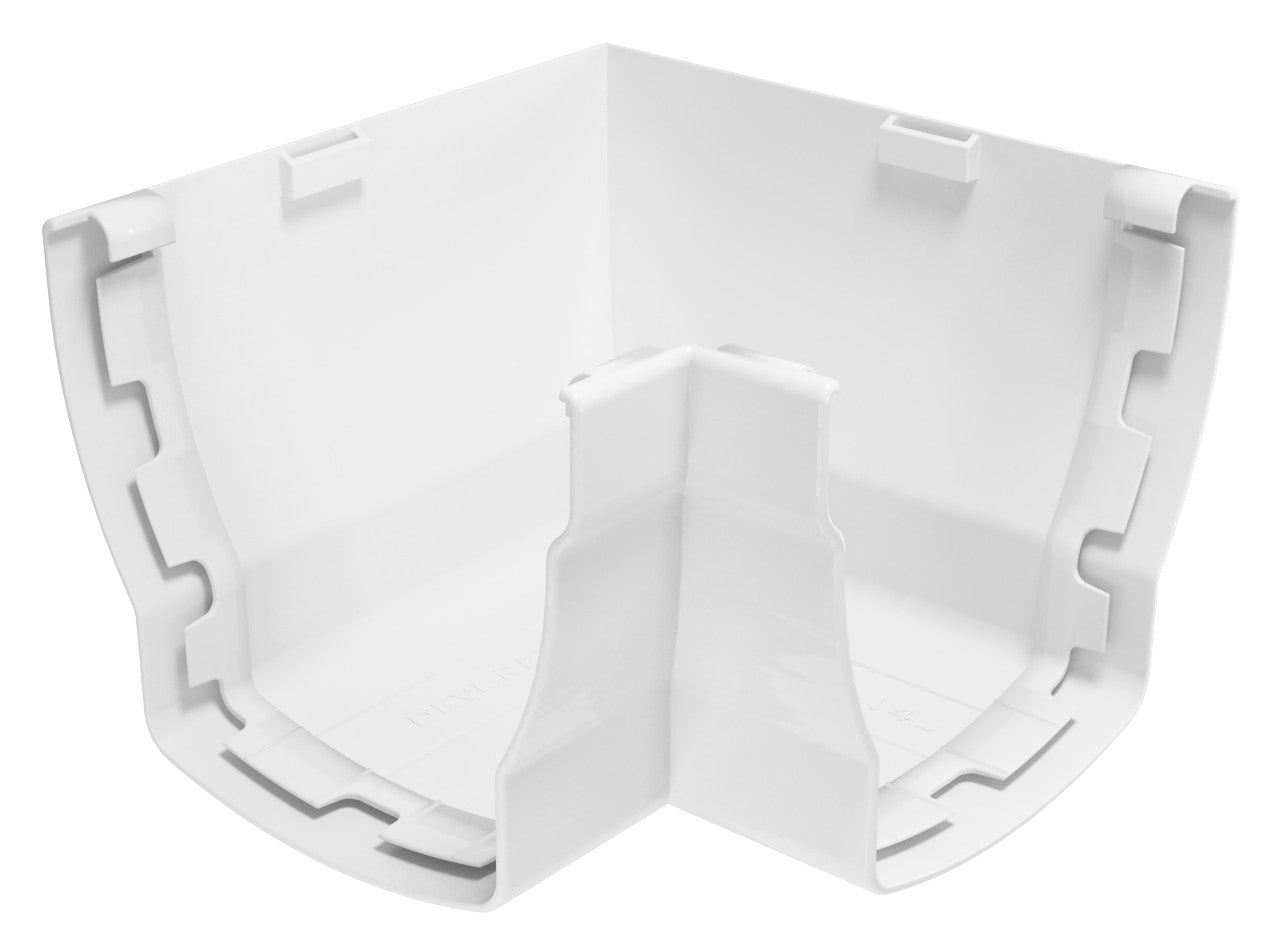 Canto externo 90° Elegance, peça essencial para sistemas de caleiras. Design resistente e durável.