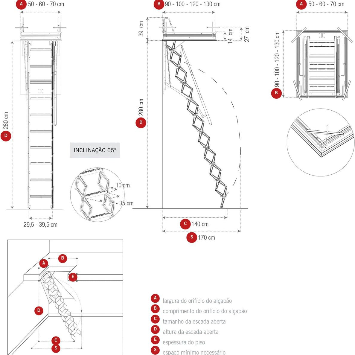 Escada de sótão, resistente e dobrável. Solução prática para acesso a espaços elevados.