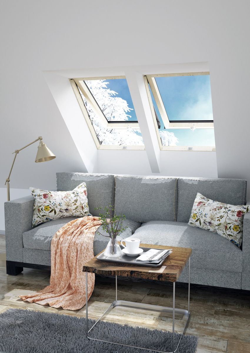 Janela de sótão OP60, solução moderna para iluminação natural e ventilação.