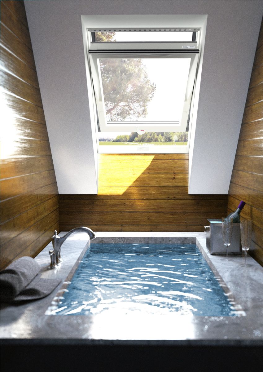 Janela de Sótão em PVC  Abertura Basculante | BGOV  Dobradiça Central