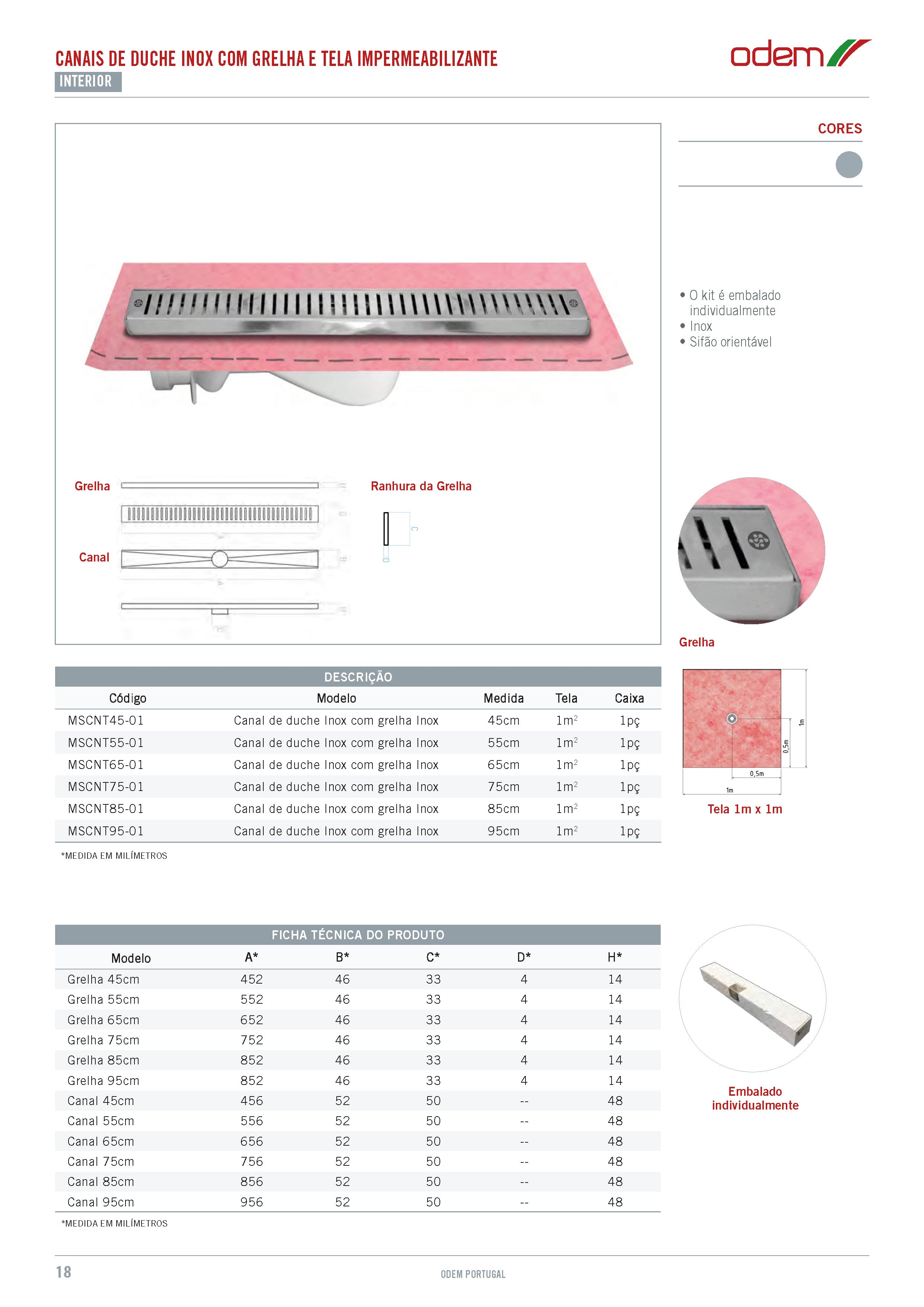 Canal Duche Inox com Grelha Inox