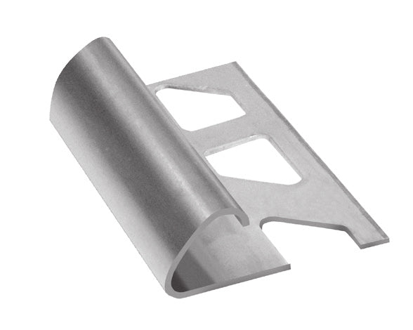 Perfil Jolly em inox, ideal para acabamentos elegantes e duráveis em revestimentos.