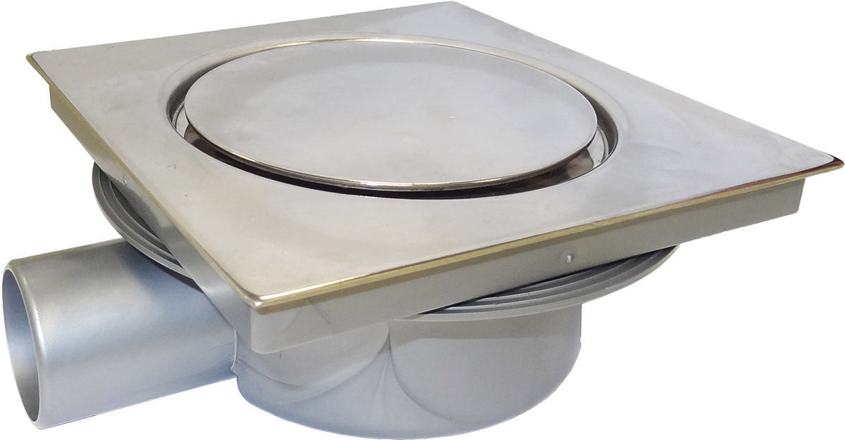 Ralo com tampa e saída lateral, solução eficiente para drenagem de águas residuais.