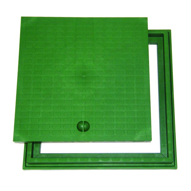 Tampa com aro em PP verde, resistente e funcional para vedação e proteção.