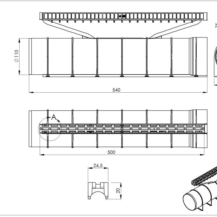 Grelha UCan, resistente e funcional. Indicada para escoamento eficiente de águas pluviais.