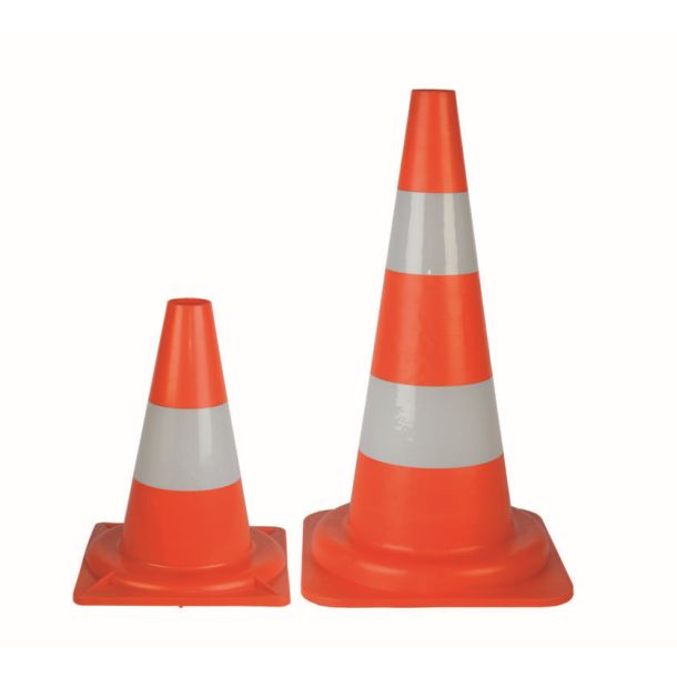 Cones de construção, utilizados para delimitação e sinalização de áreas.