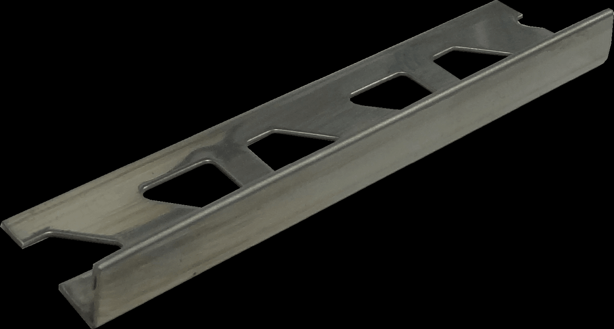 Perfil terminal em aço, resistente e durável. Ideal para acabamentos elegantes e funcionais.