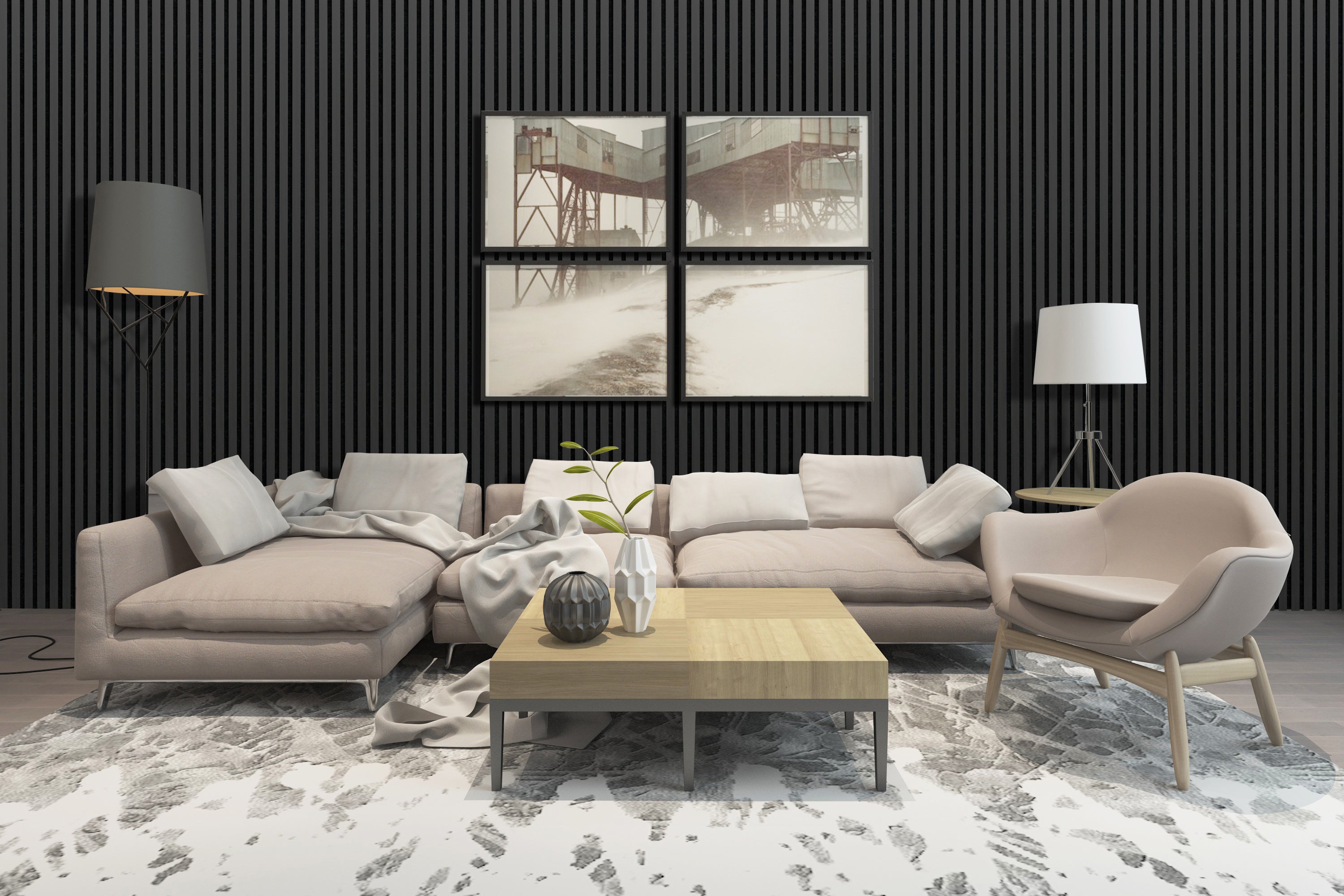 Painel Ripado Acústico ODEM Decowall Black Oak - Carvalho Negro 60x240cm