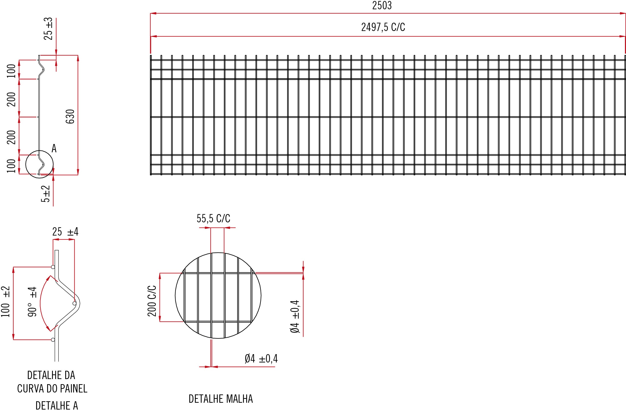 Painel Vedação Cinza RAL 7016 - 2.5m