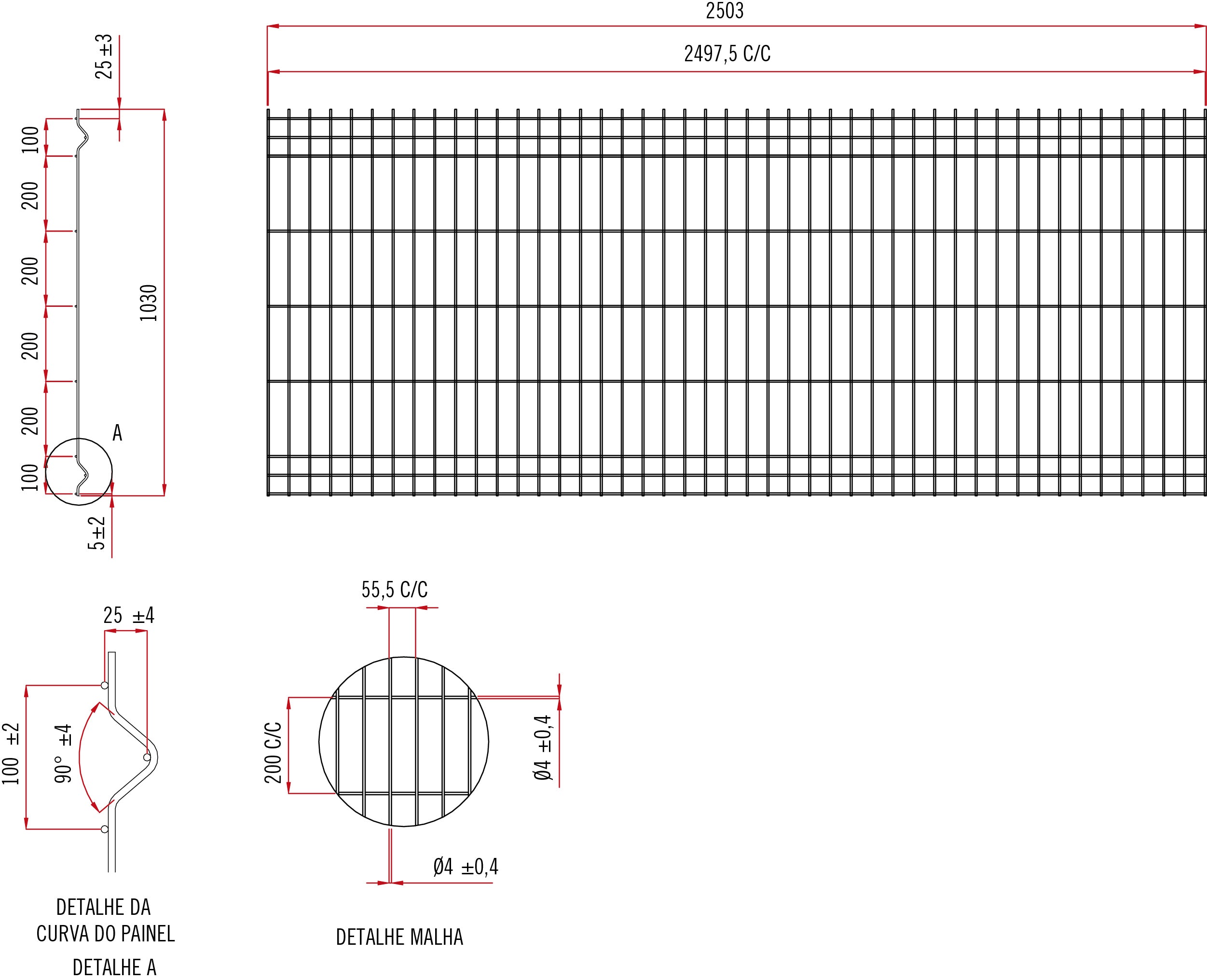 Painel Vedação Cinza RAL 7016 - 2.5m