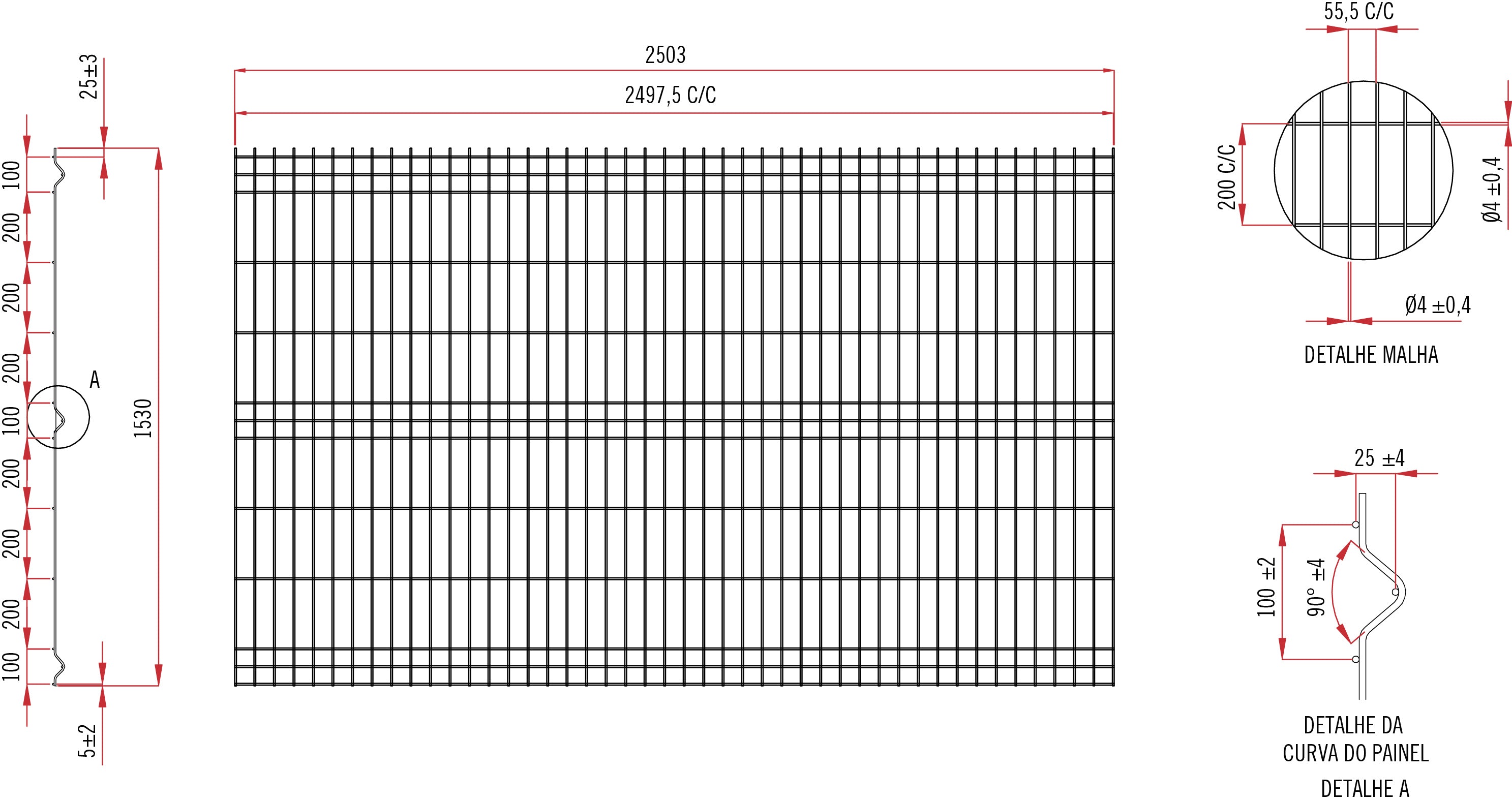 Painel Vedação Cinza RAL 7016 - 2.5m