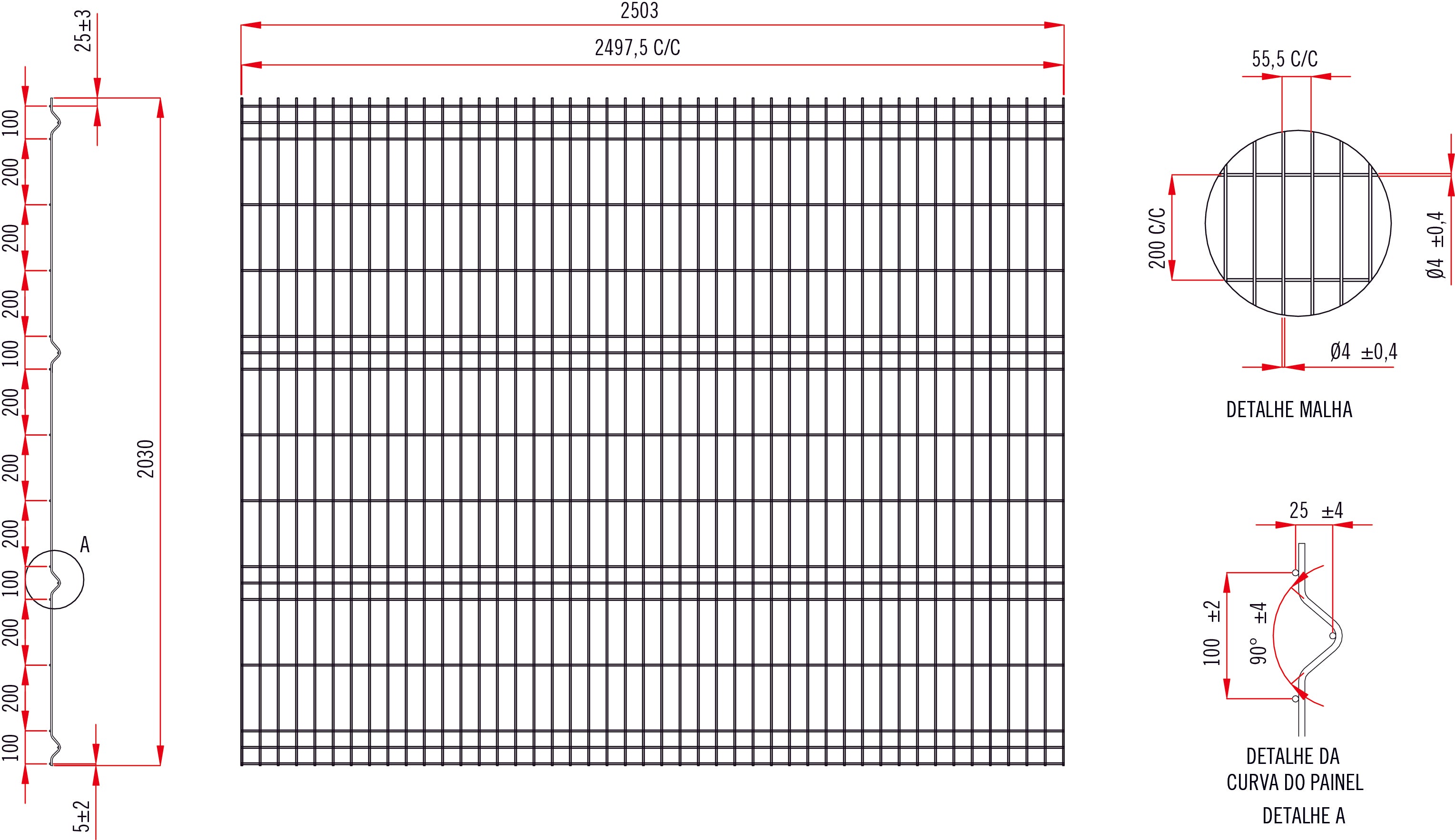 Painel Vedação Verde RAL 6005 - 2.5m