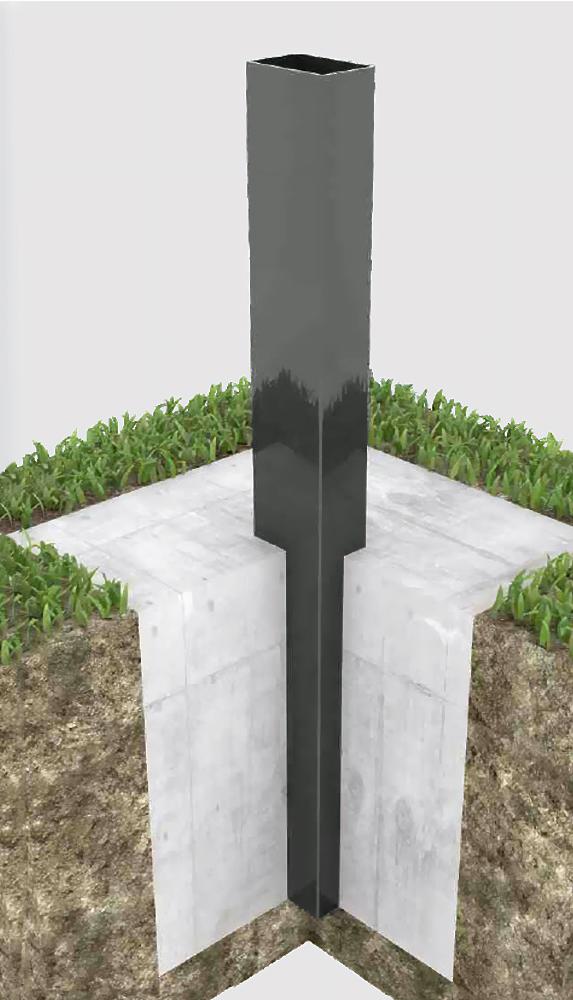 Poste de vedação cinza, estrutura resistente para delimitação de espaços. Fácil instalação e alta durabilidade.