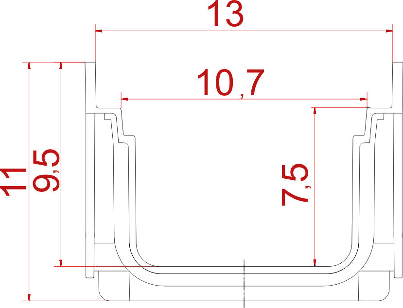 Canal Evolution com Grelha PP  Preta H desde 8.5cm
