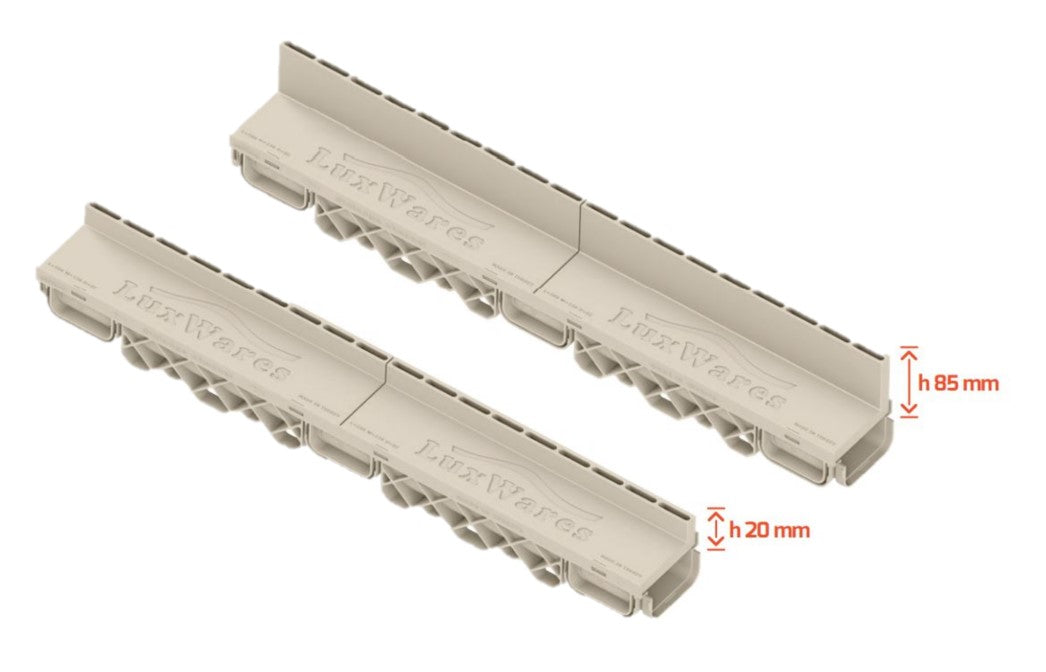 Canal em PP com Grelha Oculta h 9.5cm