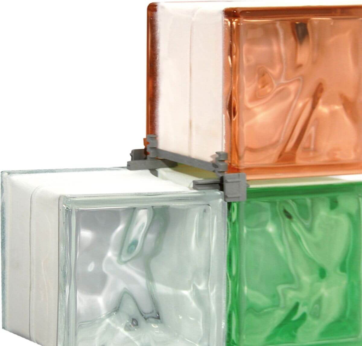 Bloco de vidro Guadiana Celeste, peça decorativa para iluminação natural e design moderno.