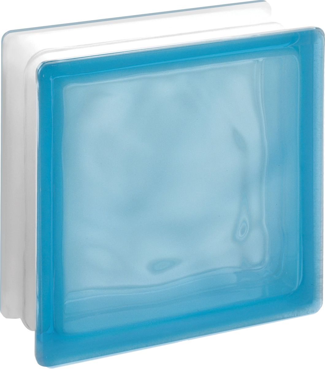 Bloco de vidro Guadiana Celeste, peça decorativa para iluminação natural e design moderno.