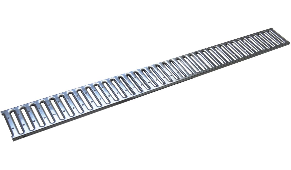 Canal de drenagem Compact Inox, resistente e durável para escoamento eficiente de águas pluviais.