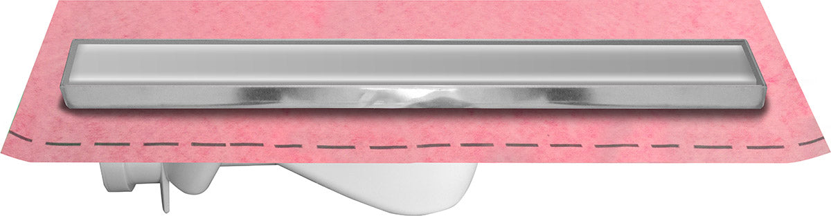 Canal de duche com tampa oculta, design moderno para drenagem eficiente.