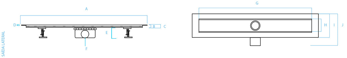 Canal Duche ODEM Updrain com Grelha Inox Quadriculada
