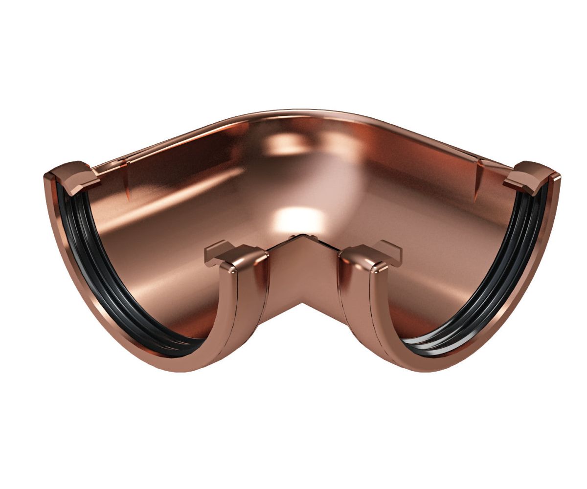 Canto 90° branco para caleira DE490, resistente e durável. Ideal para sistemas de drenagem eficientes.