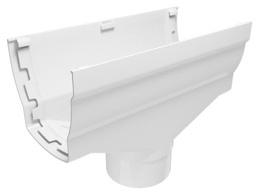 Saída de caleira Elegance, peça essencial para sistemas de escoamento de águas pluviais.