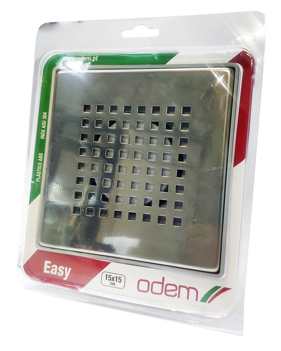 Ralo de duche Easy 10x10, eficiente e discreto. Perfeito para escoamento seguro em casas de banho.