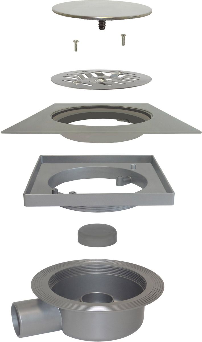 Ralo de Duche com Tampa em Inox com Parafuso e Tela Impermeabilizante