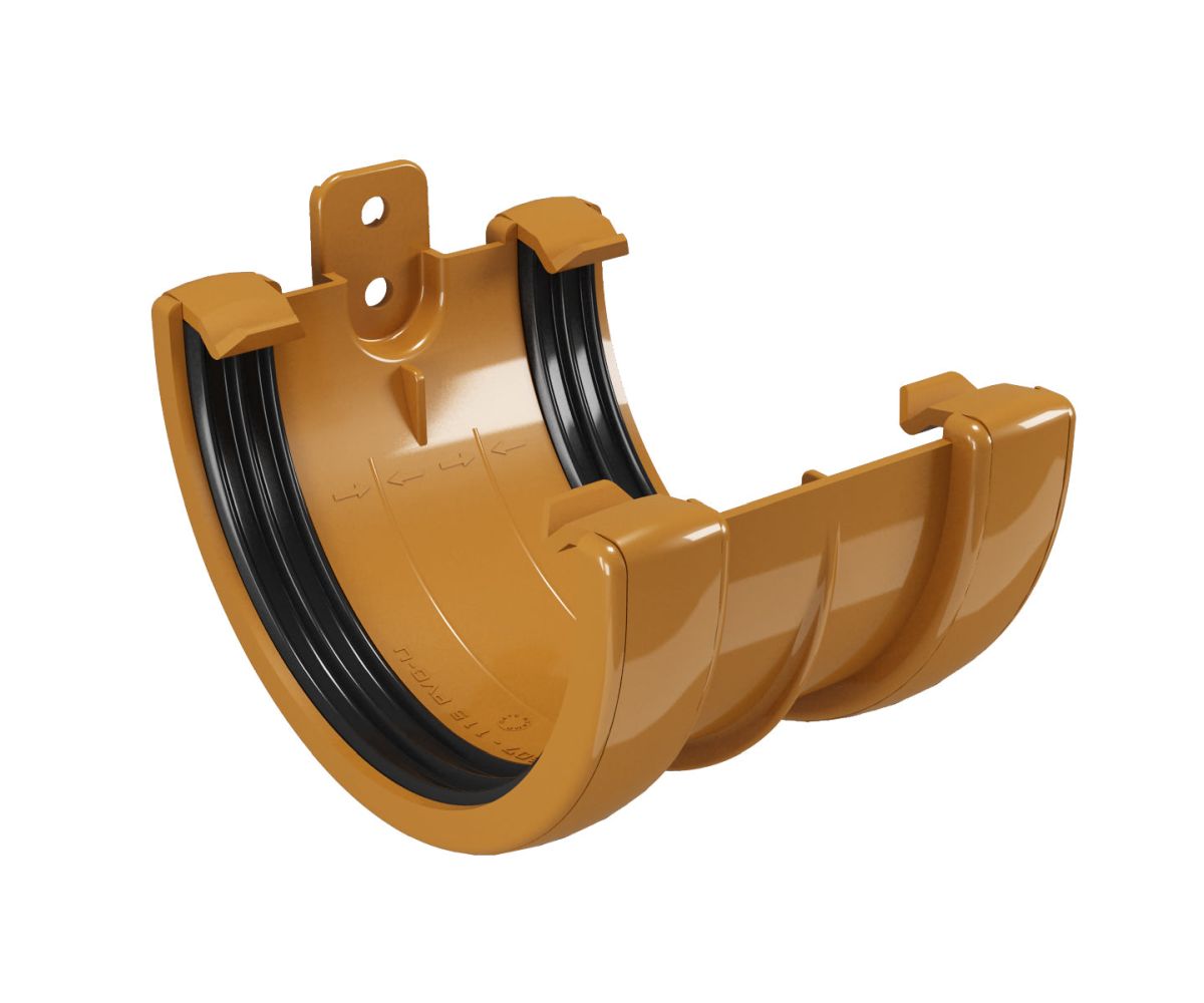 União de caleira DE410 branca, ideal para sistemas de drenagem eficientes.